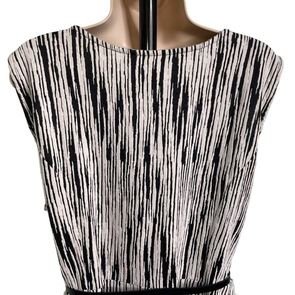 Lane Bryant Womens Black White Striped Sleeveless Belted Dress Plus Size 28 u - Picture 11 of 11